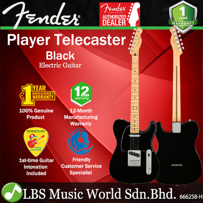 Fender Mexico Player Telecaster Electric Guitar With Maple Fingerboard - Black