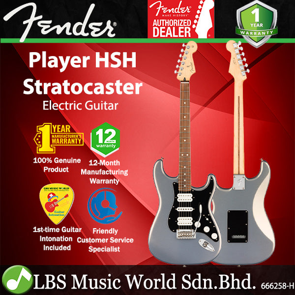 Fender Player Stratocaster Electric Guitar Pau Ferro Fretboard with HSH Pickup and Tremolo - Silver