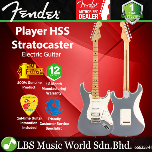 Fender Player Stratocaster Electric Guitar Maple Fretboard with HSS Pickup and Tremolo - Silver