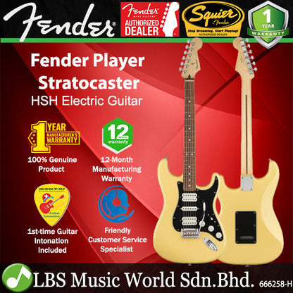Fender Player Stratocaster Electric Guitar Pau Ferro Fretboard with HSH Pickup and Tremolo - Buttercream
