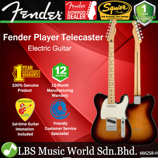 Fender Player Telecaster Electric Guitar with Maple Fretboard - 3 Tone Sunburst