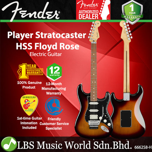 Fender Player Stratocaster Electric Guitar Pau Ferro Fretboard with HSS Pickup and Floyd Rose - 3 Tone Sunburst