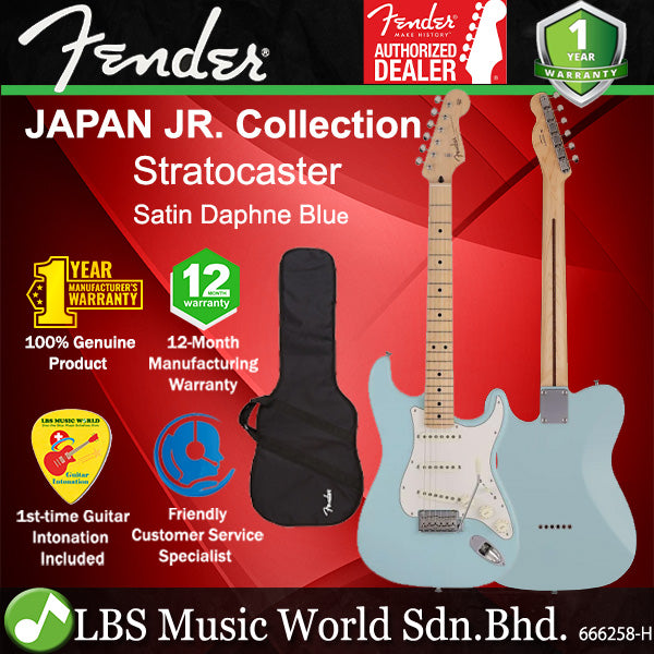 Fender Japan Junior Collection Stratocaster Electric Guitar Maple Fingerboard SSS Pickup with Tremolo- Satin Daphne Blue