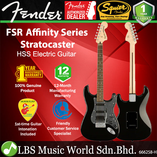 Fender Squier FSR Affinity Series Stratocaster HSS Electric Guitar Laurel Fretboard - Metallic Black