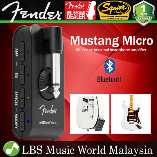 Fender Mustang Micro Rechargeable Headphone Amp Guitar Amplifier with 12 Amps 13 Effects with Bluetooth and Audio Over USB