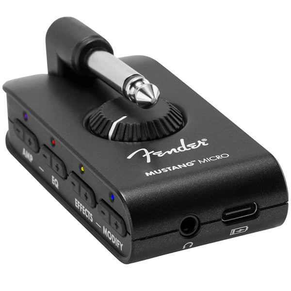 Fender Mustang Micro Rechargeable Headphone Amp Guitar Amplifier with 12 Amps 13 Effects with Bluetooth and Audio Over USB