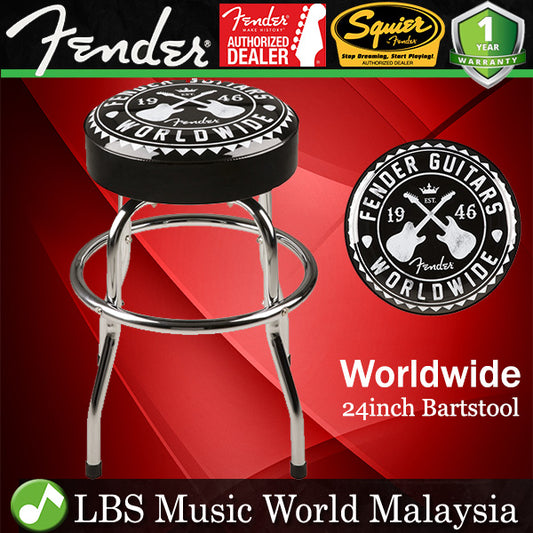 Fender 24 inch Worldwide Guitar Barstool Round Bar Stool Chair (Black)
