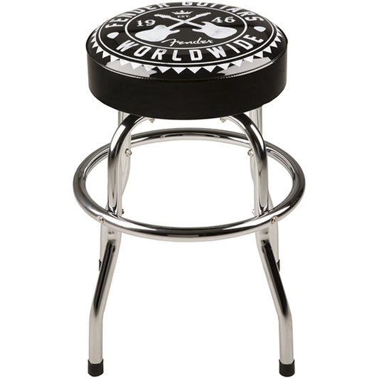 Fender 24 inch Worldwide Guitar Barstool Round Bar Stool Chair (Black)