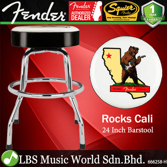 Fender Rocks Cali Barstool 24 Inch Stool Black Sides with White Top California Rock