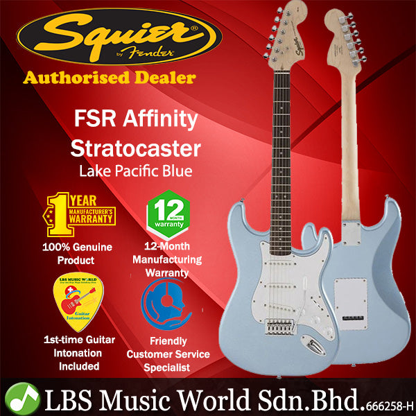 Squier by Fender FSR Affinity Stratocaster Series Poplar Body Maple Electric Guitar Lake Placid Blue