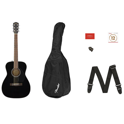 Fender CC-60S Solid Spruce Top Concert Acoustic Guitar Pack V2 Black (CC60S)