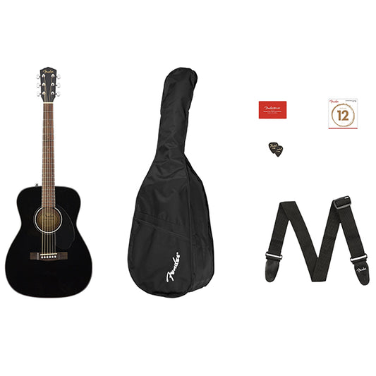 Fender CC-60S Solid Spruce Top Concert Acoustic Guitar Pack V2 Black (CC60S)