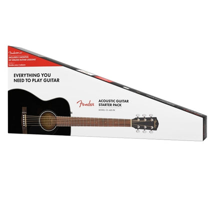 Fender CC-60S Solid Spruce Top Concert Acoustic Guitar Pack V2 Black (CC60S)