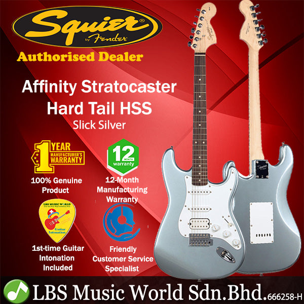 Squier by Fender Affinity Stratocaster Electric Guitar Hard Tail with Rosewood Fingerboard (Slick Silver)