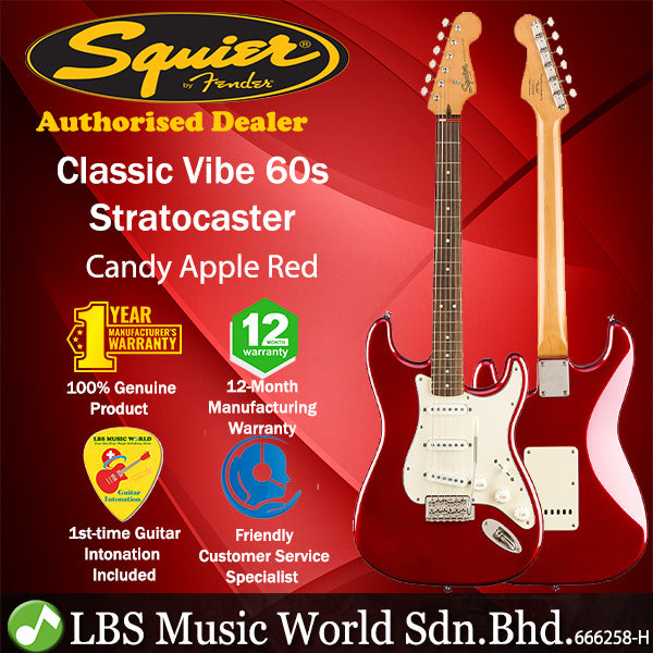 Squier By Fender Classic Vibe 60s Stratocaster Electric Guitar With Tremolo Laurel Fingerboard (Candy Apple Red)