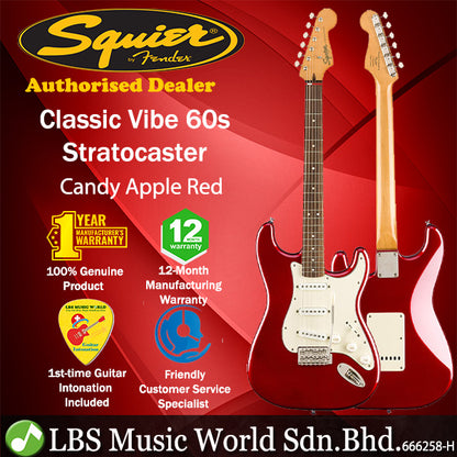 Squier By Fender Classic Vibe 60s Stratocaster Electric Guitar With Tremolo Laurel Fingerboard (Candy Apple Red)