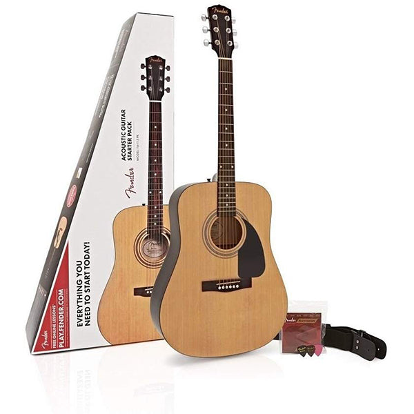 Fender FA-115 Beginner Dreadnought Pack Acoustic Guitar Natural with Strings Strap and Picks (FA115)