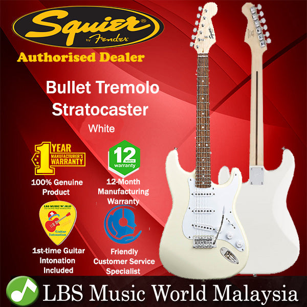 Fender Squier Bullet Stratocaster with Tremolo Electric Guitar SSS Strat (Arctic White)