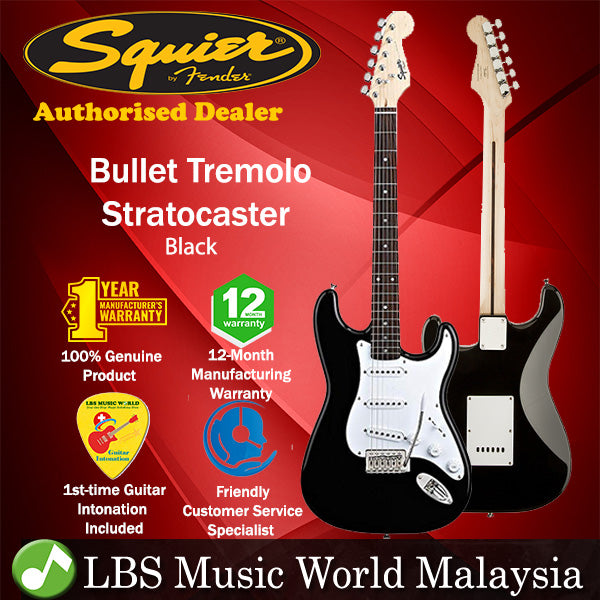 Fender Squier Bullet Stratocaster with Tremolo Electric Guitar SSS Strat (Black)