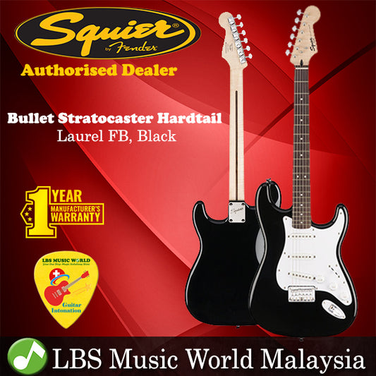 Fender Squier Bullet Standard Stratocaster SSS Hardtail Electric Guitar (Laurel FB, Black)
