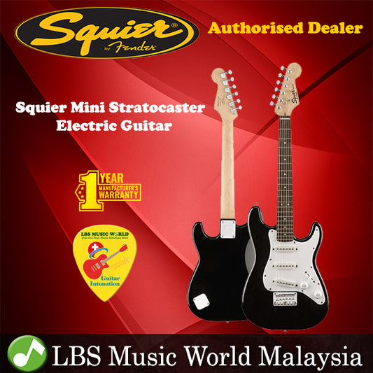 Fender Squier Mini Stratocaster Electric Guitar Junior Strat Guitar (Laurel FB Black)