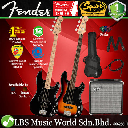 Squier By Fender Affinity Series Precision PJ Electric Bass Guitar Pack with 15 Watt Rumble Speaker Amplifier