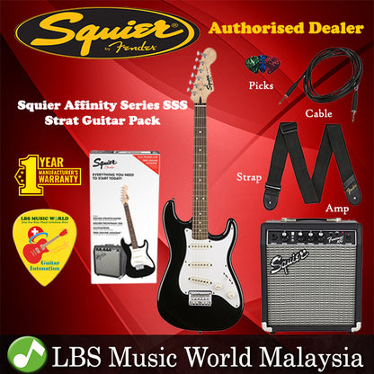 Fender Squier Pack Affinity Series SSS Stratocaster Electric Guitar Pack Complete Bundle