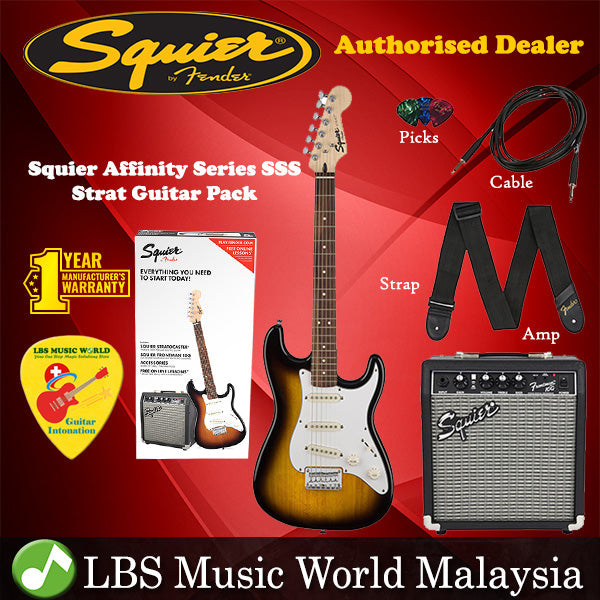 Fender Squier Pack Affinity Series SSS Stratocaster Electric Guitar Pack Complete Bundle