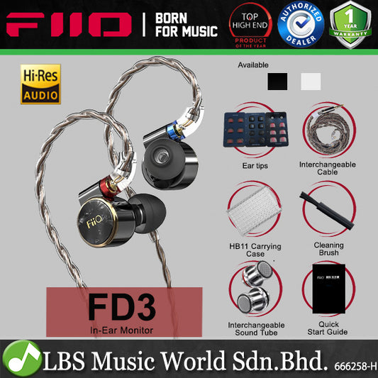 Fiio FD3 Single Dynamic In Ear Monitor Semi Open Design with Interchangeable Sound Tube
