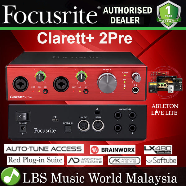Focusrite Clarett+ 2Pre Pure Sounding 10 In and 4 Out USB C Audio Interface For Recording Artist (Clarett + 2 Pre)