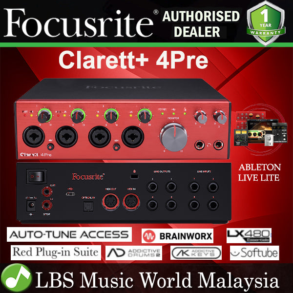 Focusrite Clarett+ 4Pre 18 In and 8 Out USB C Audio Interface For Complete Creator (Clarett + 4 Pre)