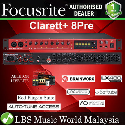 Focusrite Clarett+ 2Pre Pure Sounding 10 In and 4 Out USB C Audio Interface For Recording Artist (Clarett + 2 Pre)