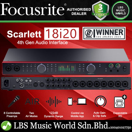 Focusrite Scarlett 18i20 4th Gen USB 18 in 20 out Audio Interface (4th Generation)