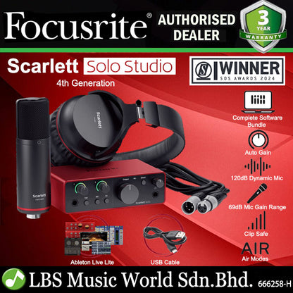 Focusrite Scarlett Solo Studio Pack Complete Bundle 4th Generation (4th Gen)