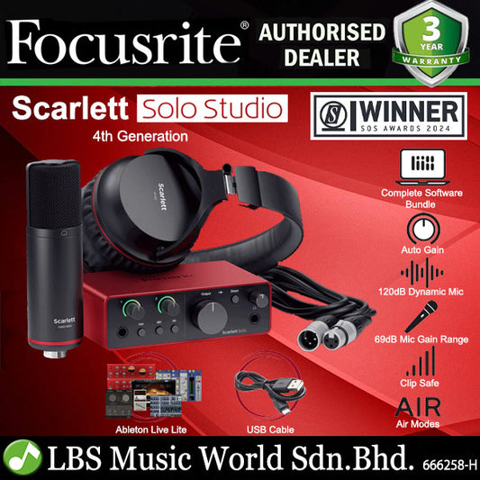 Focusrite Scarlett Solo Studio Pack Complete Bundle 4th Generation (4th Gen)