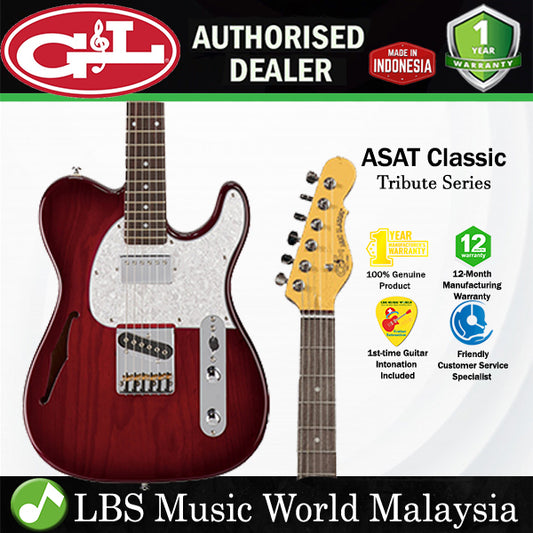 G&L ASAT Classic Bluesboy Semi Hollow Body Electric Guitar Cherry Fingerboard Red Burst