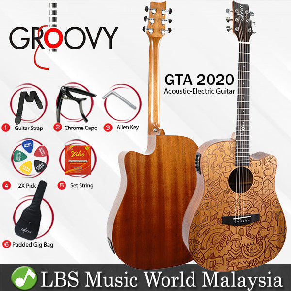 Groovy GTA 2020 Limited Edition 41 Inch Full Size Mahogany Acoustic Electric Guitar (GTA2020)