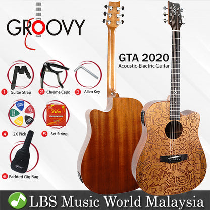 Groovy GTA 2020 Limited Edition 41 Inch Full Size Mahogany Acoustic Electric Guitar (GTA2020)