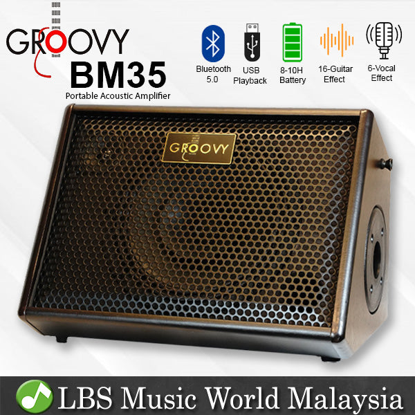 Groovy BM35 35 Watt Class D Bluetooth Monitor Speaker Amp Portable Acoustic Guitar Amplifier with Build in Battery (BM 35)