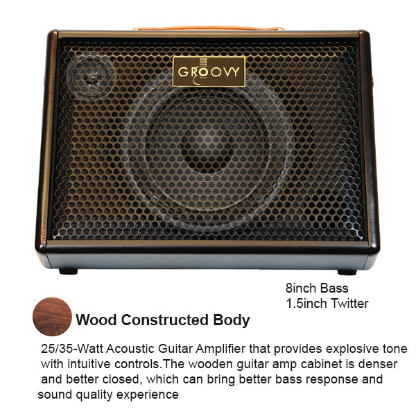 Groovy BM35 35 Watt Class D Bluetooth Monitor Speaker Amp Portable Acoustic Guitar Amplifier with Build in Battery (BM 35)