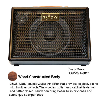 Groovy BM35 35 Watt Class D Bluetooth Monitor Speaker Amp Portable Acoustic Guitar Amplifier with Build in Battery (BM 35)