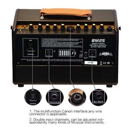Groovy BM25 Class D Portable Bluetooth Monitor Speaker Amp Acoustic Guitar Amplifier with Build in Battery (BM 25)