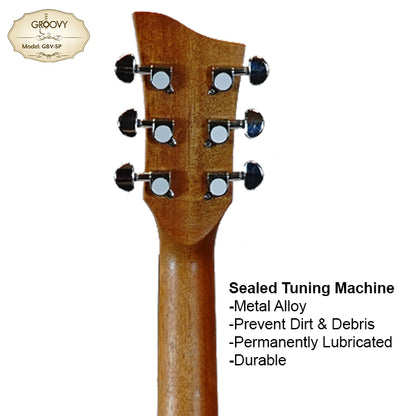 Groovy GBV-SP Grand Auditorium Electric Acoustic Guitar Package with Bevel Armrest & KLT-17A Pickup (Spruce)