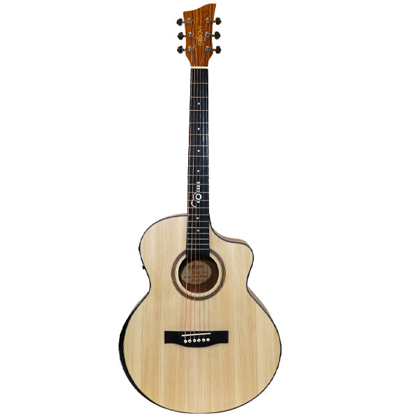 Groovy GBV-SP Grand Auditorium Electric Acoustic Guitar Package with Bevel Armrest & KLT-17A Pickup (Spruce)