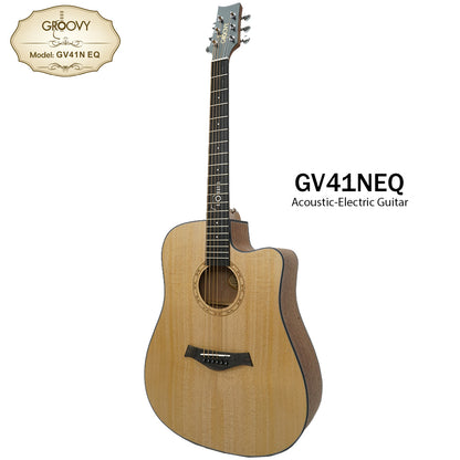 Groovy GV Series Acoustic Electric Guitar with ALT-1 Pickup Package Natural - GV41NEQ GV40NEQ GV41BKEQ GV40BKEQ