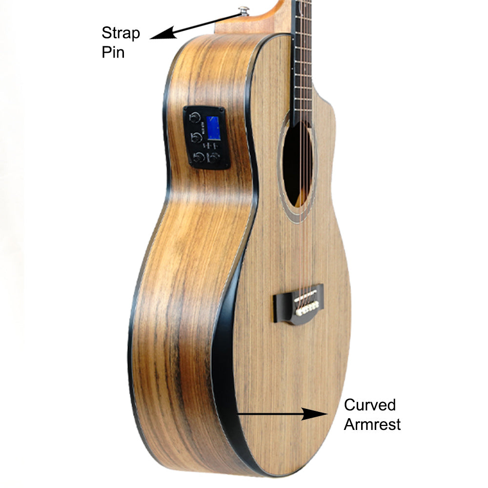 Groovy GBV-WA Grand Auditorium Electric Acoustic Guitar Package with Bevel Armrest & KLT-17A Pickup (Walnut)