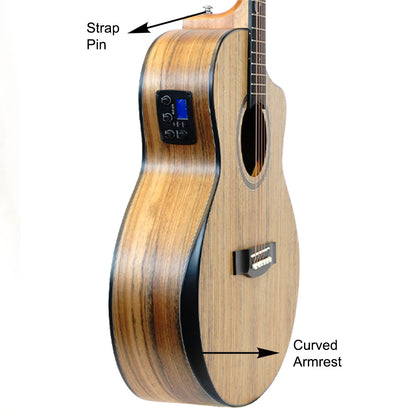 Groovy GBV-WA Grand Auditorium Electric Acoustic Guitar Package with Bevel Armrest & KLT-17A Pickup (Walnut)