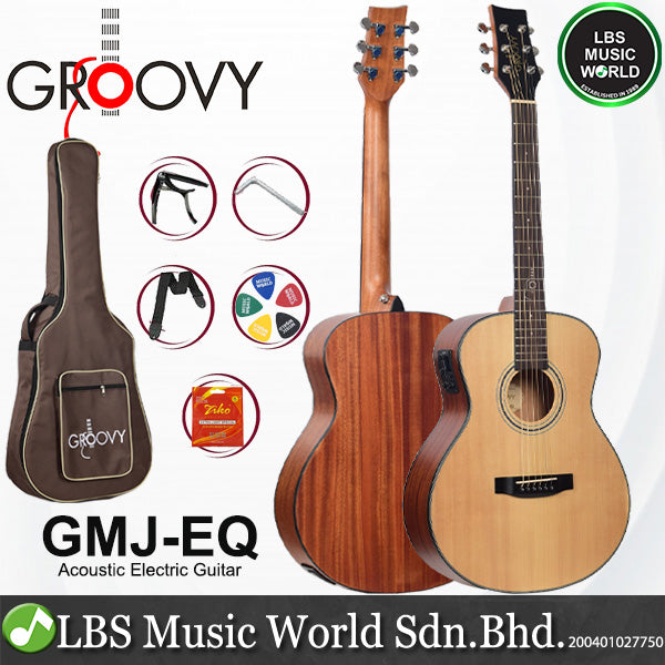Groovy GMJ-EQ 38 Inch Spruce Acoustic Electric Guitar with Bag and Pickup (GMJ)