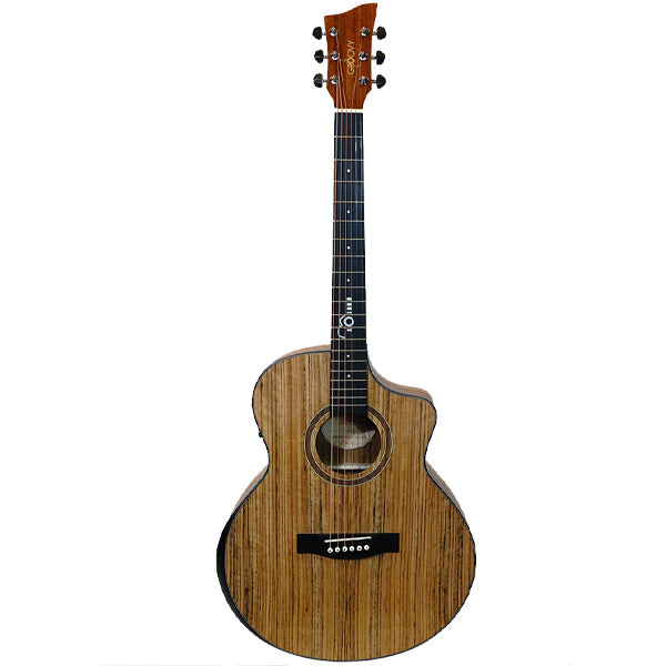 Groovy GBV-WA Grand Auditorium Electric Acoustic Guitar Package with Bevel Armrest & KLT-17A Pickup (Walnut)