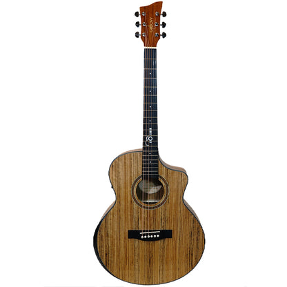 Groovy GBV-WA Grand Auditorium Electric Acoustic Guitar Package with Bevel Armrest & KLT-17A Pickup (Walnut)
